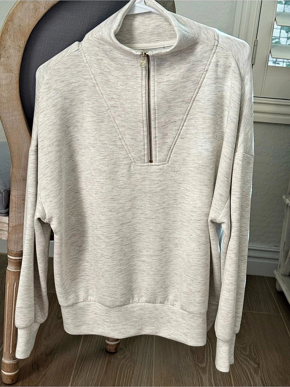 Varley Hawley Half Zip Sweat Half Zip Sweatshirt Cream Size Small Like New